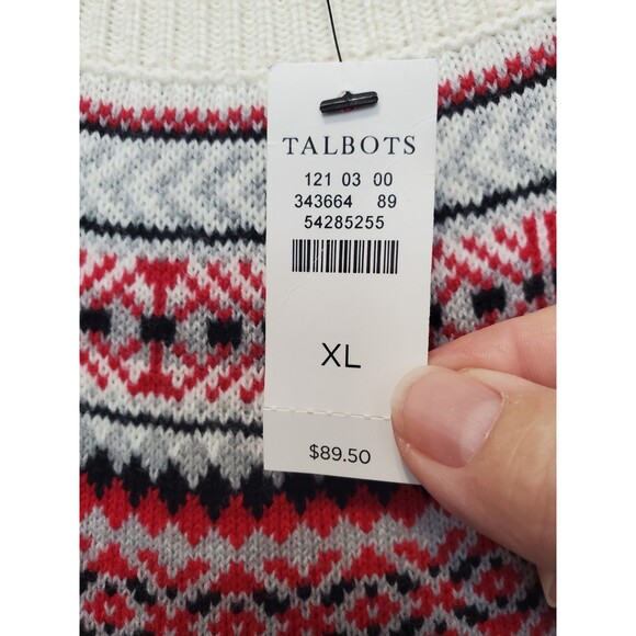 Talbots Nordic Fair Isle Lamb's Wool Blend Crew Neck Sweater Size XL NWT - Picture 3 of 6